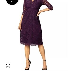 Kiyonna Deep Purple Lace Midi Dress